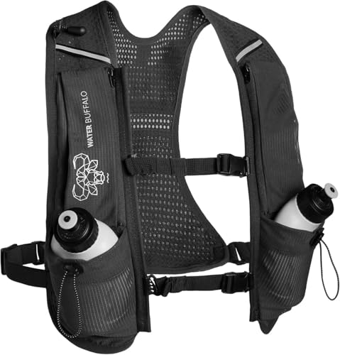 Water Buffalo Hydration Running Vest - Quiver Hydration Vest - Running Hydration Vest with Dual Water Bottles - Lightweight Water Backpack for Running, - color: Onyx Trail, size: Small-Medium
