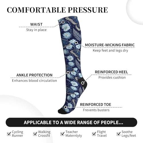 Witchy Moth Compression Socks For Women Men - color: Mystical Moth Flora