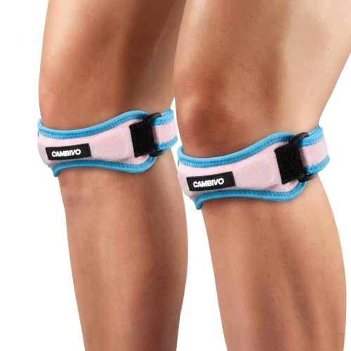CAMBIVO 2 Pack Patella Tendon Knee Straps, Knee Brace for Women & Men with Extra Straps, Patella Bands for Pain Relief, Osgood Schlatter, Jumper’s Knee, Tendonitis, Running, Basketball, Volleyball - color: Cotton Candy