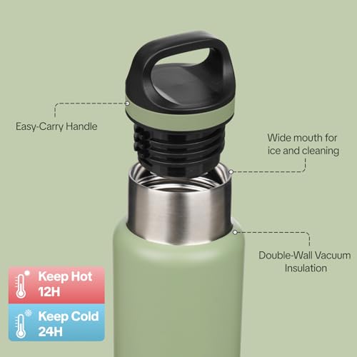 BJPKPK 18oz Insulated Water Bottle Stainless Steel Water Bottle with Handle - color: Forest Green, size: 18 Ounces