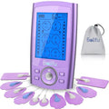 Belfiu TENS & PMS 24 Modes Muscle Stimulator for Pain Relief Therapy, Electronic Pulse Massager Muscle Massager with 10 Pads, Dust-Proof Drawstring Storage Bag, Fastening Cable Ties - color: Purple