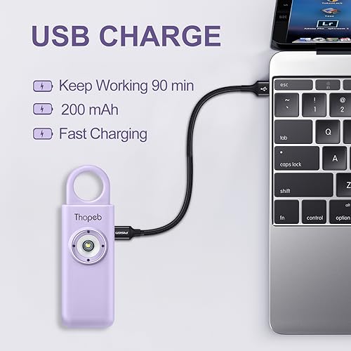 Thopeb Personal Safety Alarm for Women – Upgraded Rechargeable - color: Purple