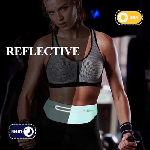 Fanny Packs for Women,Waterproof Fanny Pack for Men,Adjustable Running Belt Waist Pack Slim Expandable Pocket Belt Bag,iPhone Running Holder Cell Phone Elastic Waist Pouch Bag Light Blue - color: 02-Blue with 3 Pockets