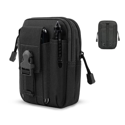 Belt Pouch, Tactical Molle Phone Pouch EDC Utility Pouches Waist Bag Packs, Small Cell Phone Holster Gear Tool Gadget Pocket for Men Running - color: Black