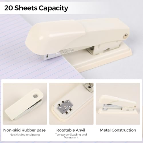 SKYDUE Office Supplies Set, Stapler and Tape Dispenser Set,10PCS - color: Beige