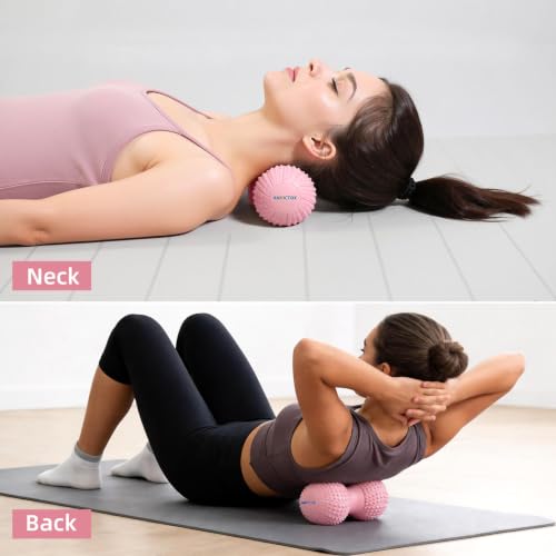 8 Inch Large Peanut Massage Ball Roller for Large Muscle Groups, Deep Tissue Double Massage Ball for Neck,Back,Leg,Low Back,Peanut Myofascia Release Ball for Muscle Knots&Physical Therapy - color: Pink