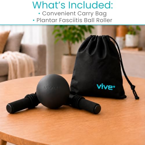 Vive Plantar Fasciitis Relief Lacrosse Ball – Massage Roller for Feet - Deep Tissue Trigger Point Massager Set for Arch Pain, Myofascial Release - Reflexology Muscle Knot Massager for Women, Men