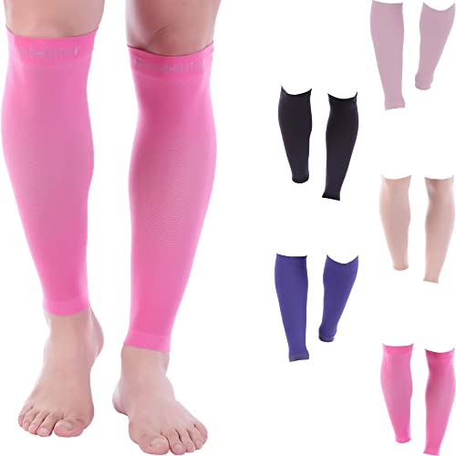 Doc Miller Calf Compression Sleeves 30-40 mmHg for Men & Women, 1 Pair - color: Pink, size: Small