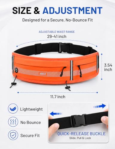MIER Running Belt for Women & Men, Fanny Pack with Marathon Bib Clip Orange - color: Orange
