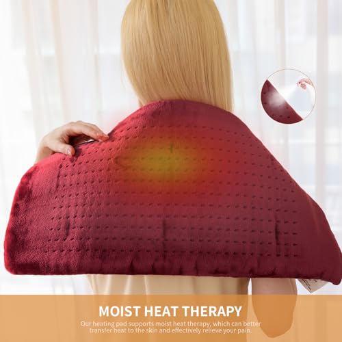SAROO Heating Pad for Back,Neck,Abdomen,Shoulder,Knee,12"×24", Wine Red - color: Wine Red