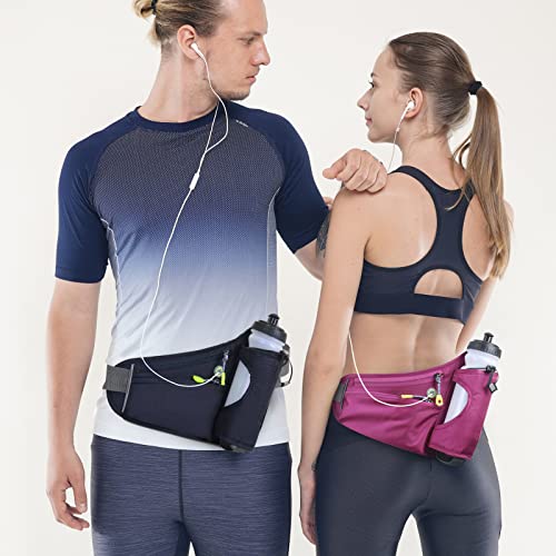 HOTEMIA Fanny Pack with Water Bottle Holder, Hydration Running Belt for Men Women Adjustable Strap Waist Bag Suitable for Hiking Running Walking Jogging Camping (Bottle Not Included)(Dark Blue) - color: Dark Blue