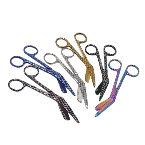 Bandage Scissors 5.5" Long Set of 6 Nurse Vet Tech Gift Made of Stainless Steel with Colorful Patterns First Aid Used For Cutting Gauze Tape Clothing Bandages Vet Wrap Adhesive Removal (Set 13) - style: Set 13