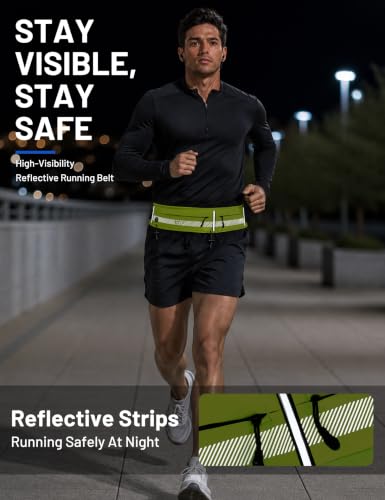 MIER Running Belt for Women & Men, Fanny Pack with Marathon Bib Clip, Neon - color: Neon Yellow