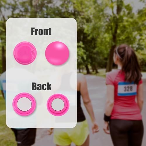 BOXOB 10 Pairs Magnetic Race Bib Clips, Marathon Race Number Buckle Running Bib Magnets Pins Holder for Runners Field Triathlon Cycling Competition (Pink & Rose Red) - color: Pink & Rose Red
