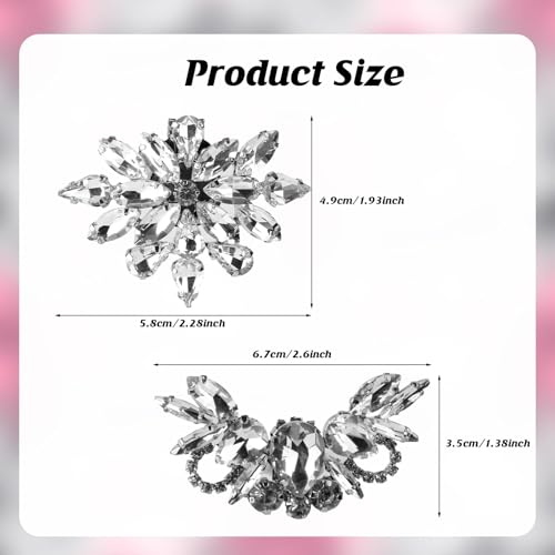4 Pcs Rhinestone Shoe Clips for Women Dress Shoes, Detachable Crystal Shoe Charms, Silver Sparkly Shoe Buckle Decorations for Wedding Bridal Prom Party High Heels