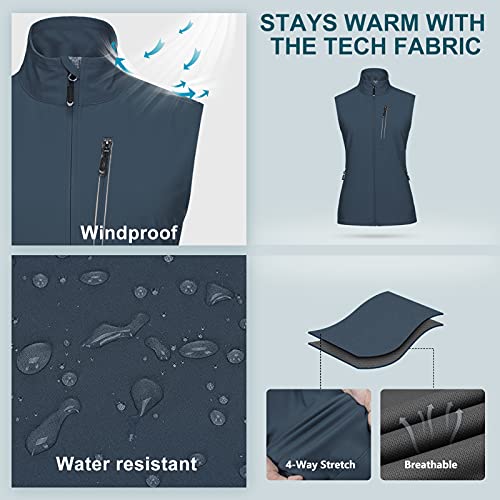 33,000ft Women's Lightweight Running Vest with 6 Pockets for Travel Golf - color: Midnight Blue, size: Medium