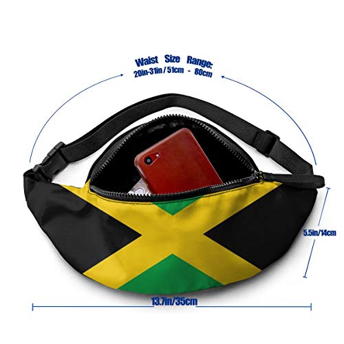 Dujiea Fanny Pack, Jamaica Flag Waist Bag with Headphone Hole Belt Bag Adjustable Sling Pocket Fashion Hip Bum Bag for Women Men Kids Outdoors Casual Travelling Hiking Cycling - color: Jamaica Flag