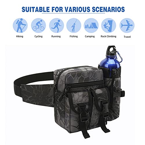 Outdoor Sports Waist Bag Cycling Waist Bag with Bottle Holder Tactic Waist Bag Tactical Fanny Pack for Cycling Running Hiking Fishing Climbing - color: Black Stripe