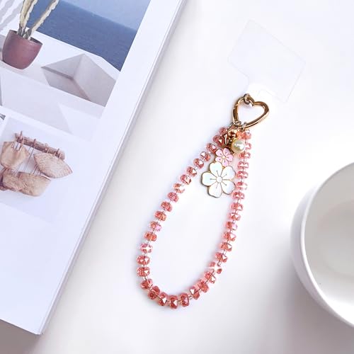 C.J.M.K Beaded Phone Wristband, Lanyard Chain - color: 01-pink