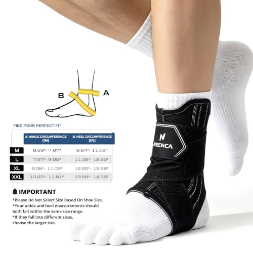 Adjustable Ankle Support Brace with 2 Stabilizers for Sports&Daily - 1Pack - size: Large