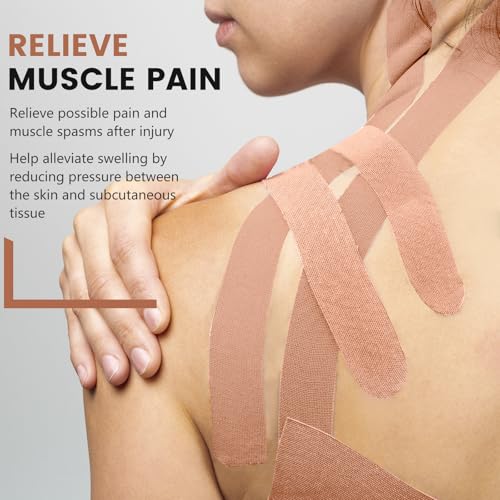 5 Rolls Skin Color Kinesiology Tape, 2 inch x 16.4 Feet Kinetic Tape - color: Skin Color