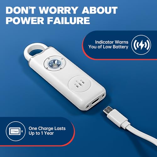 Rechargeable Personal Safety Alarm -130dB Keychain with SOS Flashing Light, Lightweight28g,500+ Days Standby, Loud Alert for Girls, Children, Elderly (Blue)