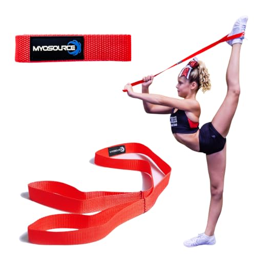 Myosource Kinetic Bands Cheerleading Flexibility Stunt Strap - Improve Stretching and Stunts for Cheer Dance Gymnastics & Physical Therapy – Stocking Stuffers Present for Kids Girls Adults - 12 Colors - color: Red