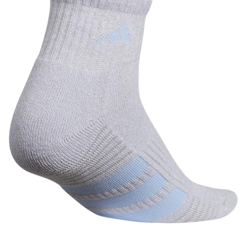 adidas Women's Cushioned Socks 3 Pairs - color: Clear Onix Grey/Glow Blue/Clear Pink/4.0/Quarter, size: Medium, style: Quarter