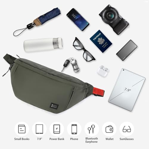 Fashion Large Crossbody Fanny Pack for Men Women,Water Resistant Waist Bag fanny Packs belt bag sling bag with 5-Zipper Pockets,Carrying 7.9"phone,Green-large - color: B-Green-L