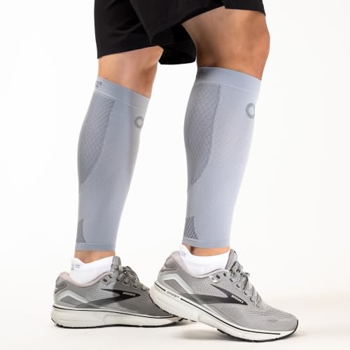 OS1st Calf Compression Sleeves for Men & Women relieves shin splints, leg fatigue and reduces recovery time - color: Grey, size: Large
