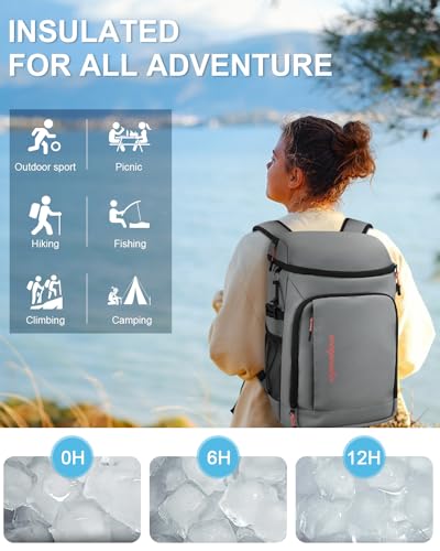 Capolo Cooler Backpack Insulated Leak Proof for Women Men Soft Cooler Bag - color: Leather Gray, size: 45 Cans