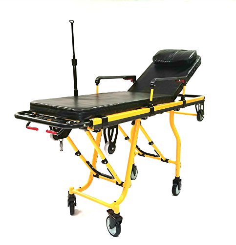 MS3C-200S Professional Ambulance Stretcher, IV Pole, One Man Loading, Collapsable Side Rails, Weight Capacity 350 lbs