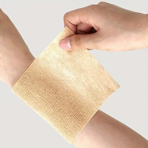 OZER 12 Pack 4 Inch x 5 Yards Self Adhesive Bandage Breathable（Skin Tone） - color: Tan, size: 4 Inch