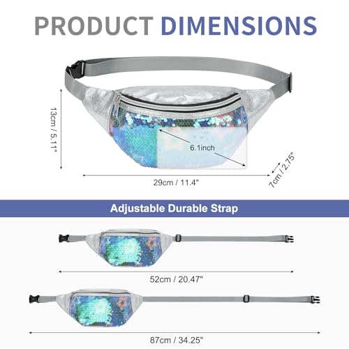 Holographic Sequined Fanny Packs for Women, Waist Belt Bag Fashion, Crossbody Bum Bag for Running, Green Star - color: Green Star