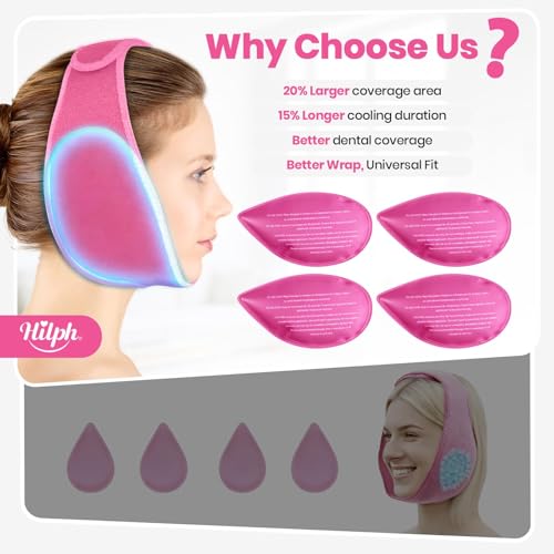 Hilph Wisdom Teeth Ice Pack Head Wrap, Face Ice Pack for Jaw Oral Surgery - color: Pink