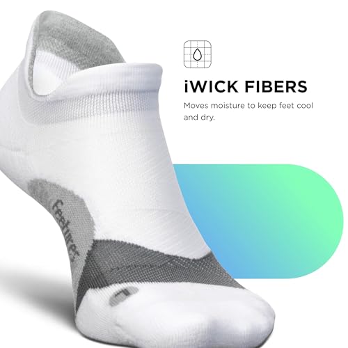 Feetures Elite Light Cushion No Show Tab Sock Wave - color: New White (3 Pair), size: Small