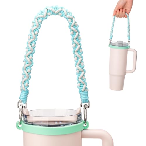 Water Bottle Handle Strap for Stanley Cup, Owala and Most 12-40oz Bottles - color: Teal