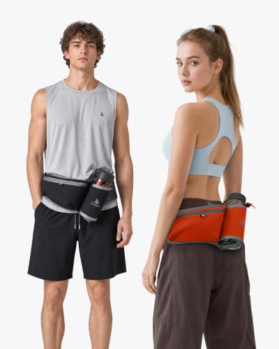 Fanny Pack with Water Bottle Holder, RFID Blocking Running Belt Bag - color: Black