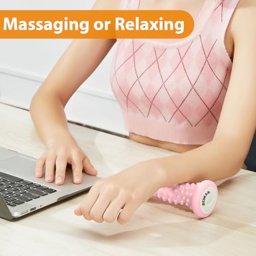 BESKAR Foot Massage Roller Pink & Massage Lacrosse Ball Gray