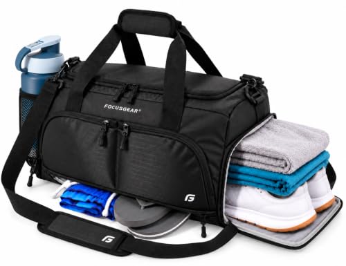 Ultimate Gym Bag 2.0: The Durable Crowdsource Designed Duffel Bag with 10 Optimal Compartments Including Water Resistant Pouch - color: Black, size: Medium (20")