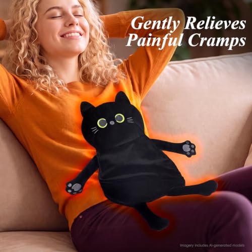 Microwave Heating Pad for Pain Relief, 17" x 9" Microwavable Heating Pads for Cramps, Back Pain, Neck Shoulder, Muscles, Knee, Joints, Natural Heat Pack Moist Heat, Black Cat - size: Medium Black Cat