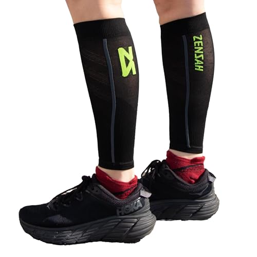 Zensah Featherweight Compression Leg Sleeves - Relieve Shin Splints, Calf Strains - color: Midnight Black, size: Small