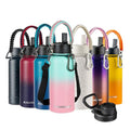 KXIAOCHEN Insulated Water Bottle with Strap, 48-Hour Cold, 2 Lids - color: Rubber Pink, size: 32 Ounces