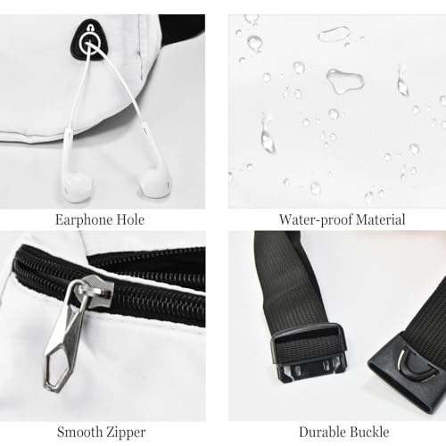 Fanny Pack for Women Men,Crossbody Water Resistant Sports Waist Bag Pack - color: 1pack-white