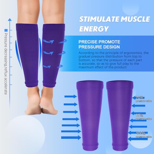 Geyoga 6 Pairs Calf Compression Sleeve for Men Women Football Leg Sleeve Elastic Calf Support Sock for Sports Cycling Running Basketball - size: Large