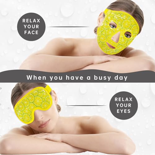 ZNÖCUETÖD Cooling Mask Ice Pack for Face Eye, Hot Cold Compress for Face - color: Lemon Yellow