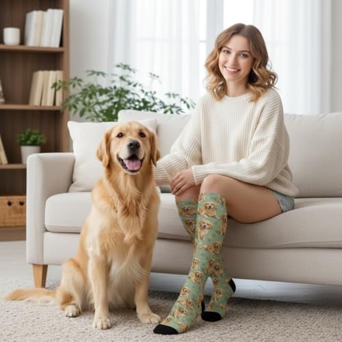 Cute Dog Compression Socks Women Men, Dog Lover Gift - color: Golden Retriever1