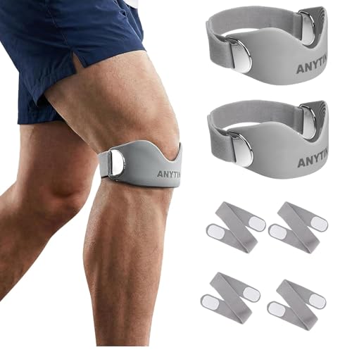 Silicone Patellar Tendon Support Strap 2 Pack, Adjustable Patella Knee Strap for Pain Relief, Non-Slip Patella Band for Men & Women, Jumper's Knee, Osgood Schlatter, Running & Squats Grey - color: Grey-001