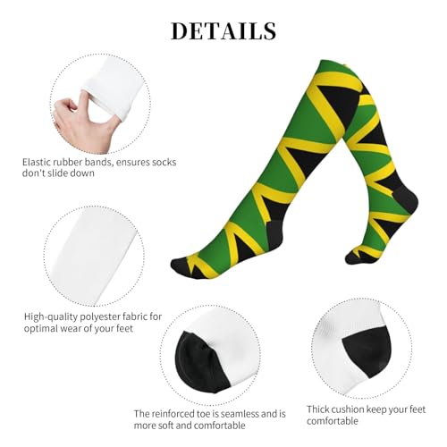 Compression Socks Knee High Support Stockings Women Men - color: Jamaican Flag