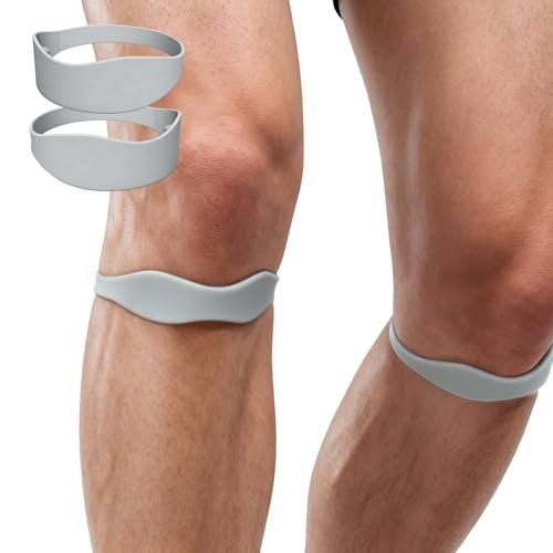 2PCS Patellar Tendon Support Strap - Targeted Knee Pain Relief, 15g Lightweight Design for Basketball, Running, Tennis, Soccer & Hiking, Unisex Silicone Knee Support Bands (Gray) - color: Gray